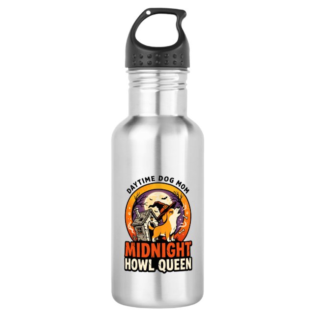 Halloween-Hund-Heul-Königin Edelstahlflasche (Vorderseite)