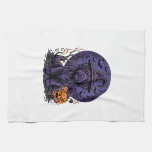 Halloween-Hund-Hexe-Kürbis-Vektor-Art Geschirrtuch