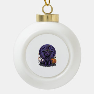 Halloween-Hund-Hexe-Kürbis-Vektor-Art Keramik Kugel-Ornament