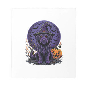 Halloween-Hund-Hexe-Kürbis-Vektor-Art Notizblock