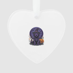 Halloween-Hund-Hexe-Kürbis-Vektor-Art Ornament