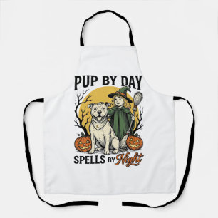 Halloween-Hund-Hexe-Shirt Vintage Gravur Haustier Schürze