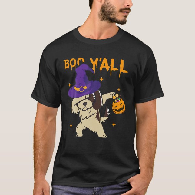 Halloween Hund Hexenhut Dabbing Pumpkins Tiere L T-Shirt (Vorderseite)