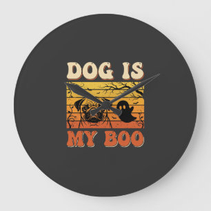 Halloween-Hund ist mein Boo-Pug-Geisterdesign Große Wanduhr
