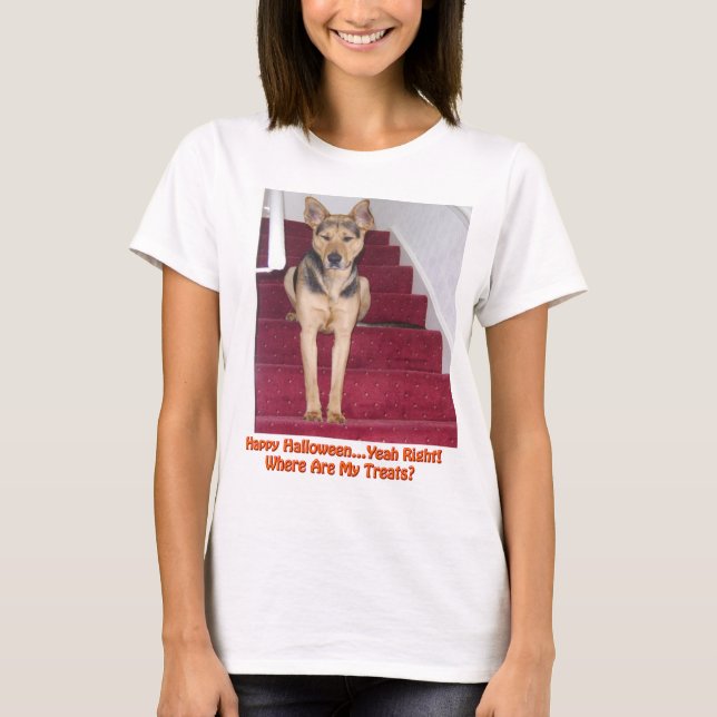 Halloween Hund Keine Leckereien T-Shirt (Vorderseite)
