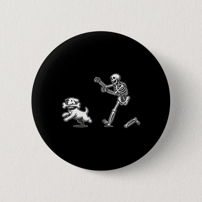 Halloween-Hund Lustiger Skelett-Hund-Jäger Button (Vorderseite)