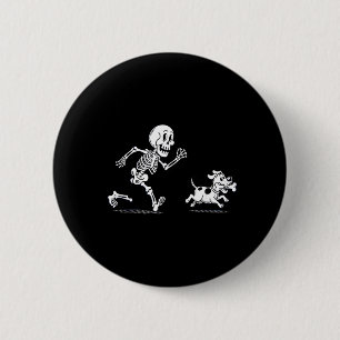 Halloween-Hund Lustiges Skelett Skelett jagt Hund Button