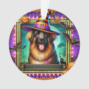 Halloween-Hund mit Hexenhut Ornament