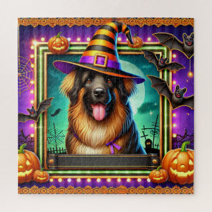 Halloween-Hund mit Hexenhut Puzzle