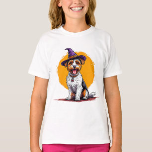 Halloween-Hund mit Hexenhut T-Shirt