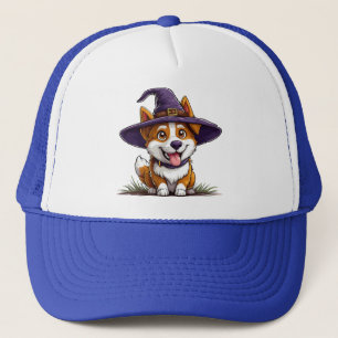 Halloween-Hund mit Hexenhut Truckerkappe