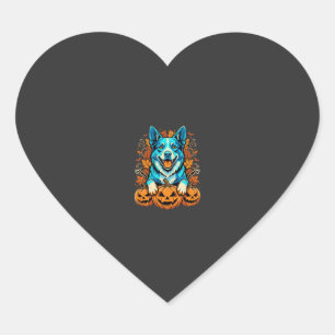 Halloween-Hund mit Jack-O-Lantern-Kürbissen_1 Herz-Aufkleber
