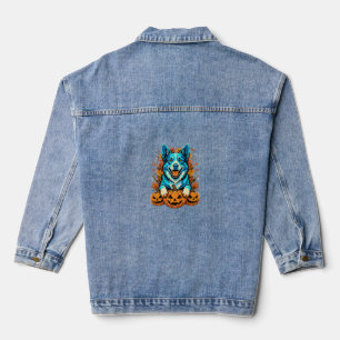 Halloween-Hund mit Jack O Lantern-Kürbissen_1 Jeansjacke
