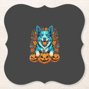 Halloween-Hund mit Jack-O-Lantern-Kürbissen_1 Untersetzer