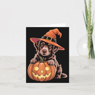 Halloween-Hund mit Kürbisfreunden lustigem Kostüm Karte