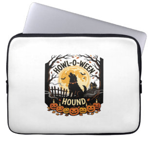 Halloween-Hund-Mond-Heulen (2) Laptopschutzhülle
