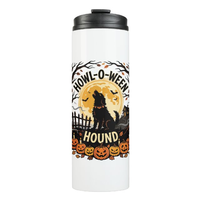 Halloween-Hund-Mond-Heulen (2) Thermosbecher (Vorderseite)