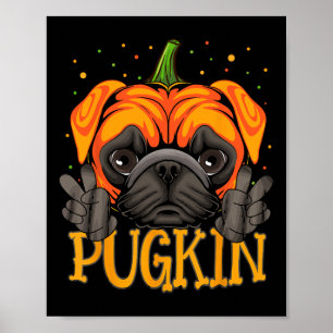 Halloween Hund Pugkin Funny Dog Pumpkin Thanksgivi Poster