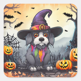 Halloween Hund Quadratischer Aufkleber