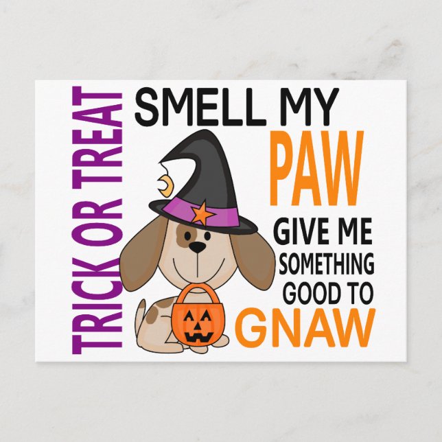 Halloween Hund riecht meine Paw 2 Postkarte (Vorderseite)
