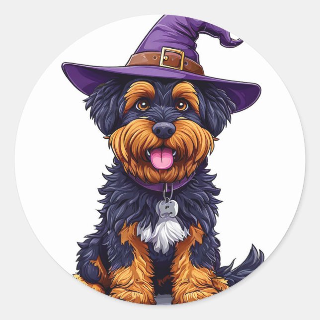Halloween Hund Runder Aufkleber (Vorderseite)