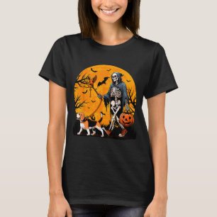 Halloween-Hund-Skelett führt Hund Halloween Beagle T-Shirt