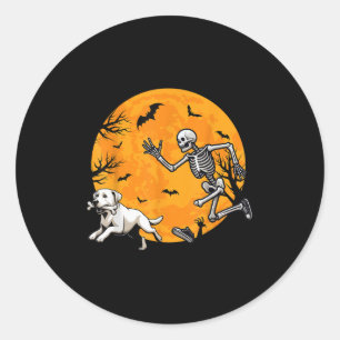 Halloween-Hund-Skelett jagt Hund Halloween-Labra Runder Aufkleber