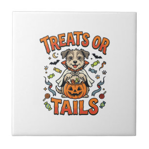 Halloween-Hund-Süßigkeiten-Unfug Fliese