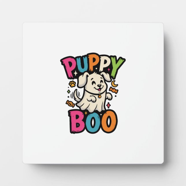 Halloween Hund Welpe Boo Fotoplatte (Vorderseite)