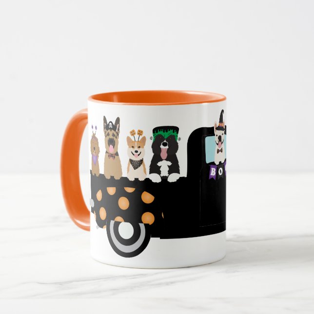 Halloween-Hunde in einem Lieferwagen Tasse (Vorderseite Links)