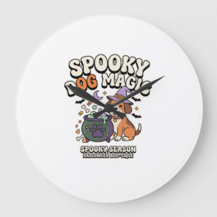 Halloween-Hunde-Magie-Vibes Große Wanduhr