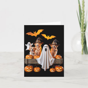Halloween-Hunde mit Kürbissen und Fledermäusen als Karte