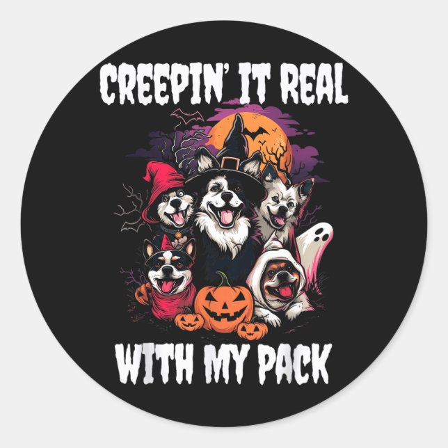 Halloween-Hunde Runder Aufkleber (Vorderseite)