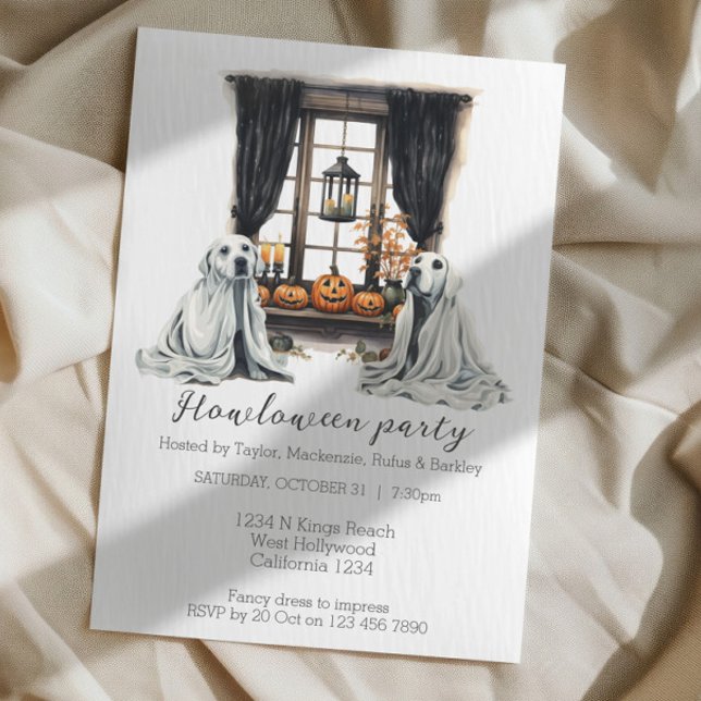 Halloween Hunde Themed Party Howloween Spaß Einladung (Halloween Dogs Themed Party Howloween Fun Invitations from Ricaso. Two dogs Halloween party.)