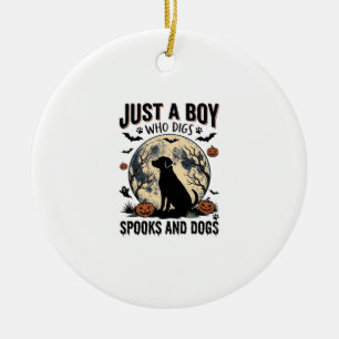 Halloween-Hundefreund Vintage-Gravur Jungen-Shirt Keramik Ornament