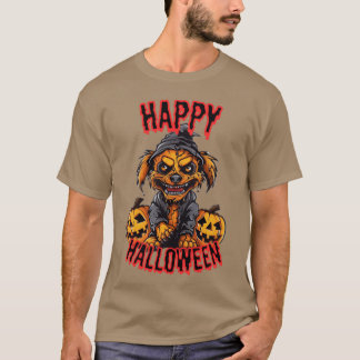 Halloween-Hundekürbis Vintag T-Shirt