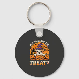 Halloween-Hundelecker Bulldogge Kürbis-Design Schlüsselanhänger