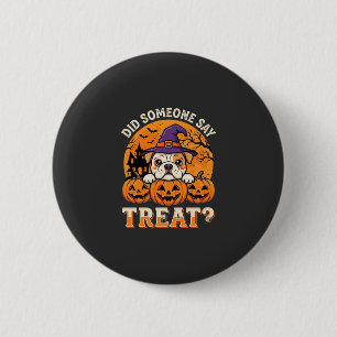Halloween-Hundelecker-Bulldoggen-Kürbis-Design Button