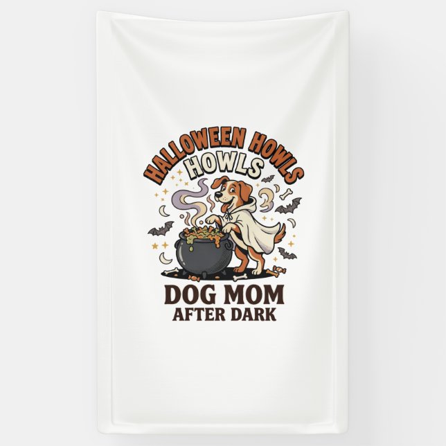 Halloween-Hundemutter nach Einbruch der Dunkelheit Banner (Vertikal)