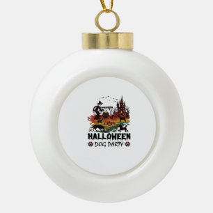 Halloween-Hundeparty Hexenhunde Kürbisse Schloss_1 Keramik Kugel-Ornament