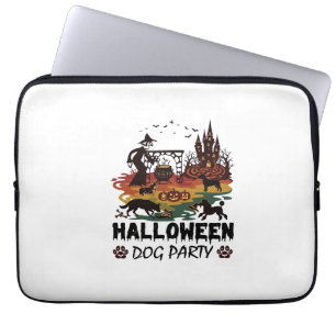Halloween-Hundeparty Hexenhunde Kürbisse Schloss_1 Laptopschutzhülle