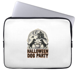 Halloween-Hundeparty Vintage Hexenkessel Design_ Laptopschutzhülle