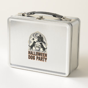 Halloween-Hundeparty Vintage-Hexenkessel-Design_ Metall Brotdose