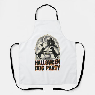 Halloween-Hundeparty Vintage Hexenkessel Design_ Schürze