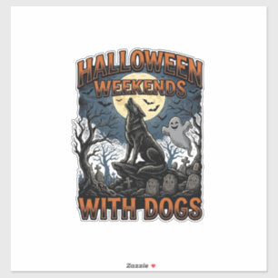 Halloween-Hundeshirt Vintage-Friedhof-Welpe Aufkleber