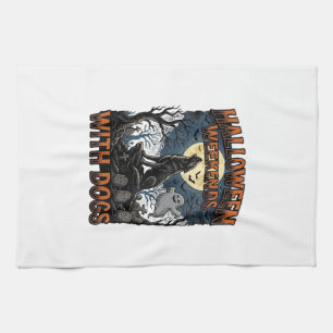 Halloween-Hundeshirt Vintage-Friedhof-Welpe Geschirrtuch