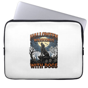 Halloween-Hundeshirt Vintage-Friedhof-Welpe Laptopschutzhülle