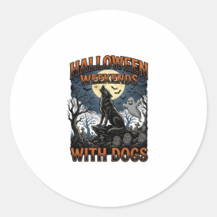 Halloween-Hundeshirt Vintage-Friedhof-Welpe Runder Aufkleber