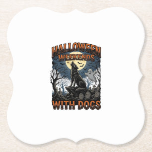 Halloween-Hundeshirt Vintage-Friedhof-Welpe Untersetzer