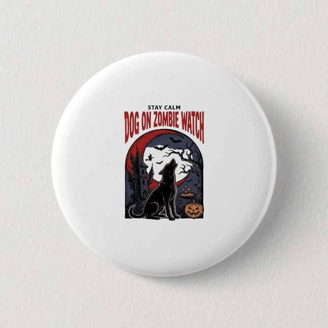 Halloween-Hundeshirt Zombie Patrol Design_1 Button (Vorderseite)